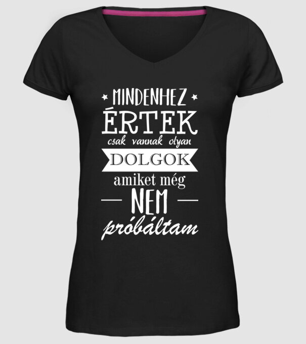 Mindenhez értek minta fekete pólón