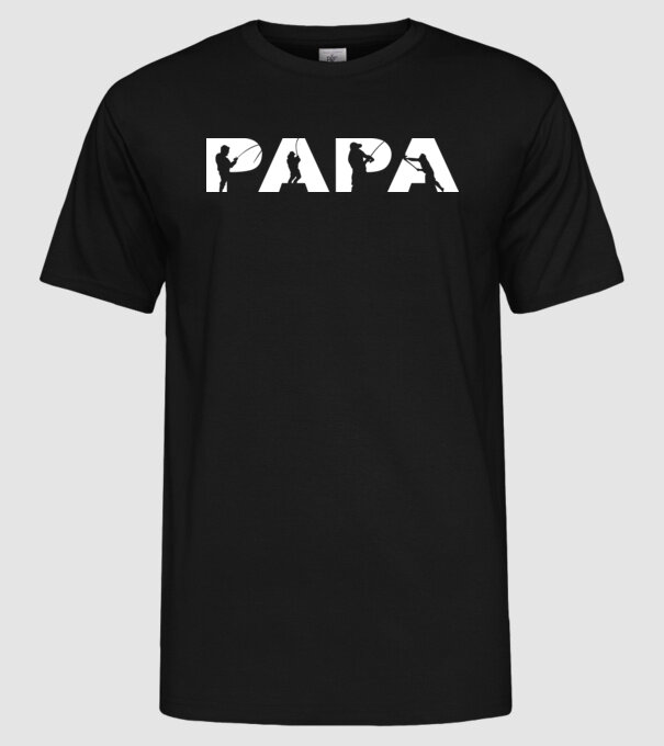 Horgász Papa minta fekete pólón