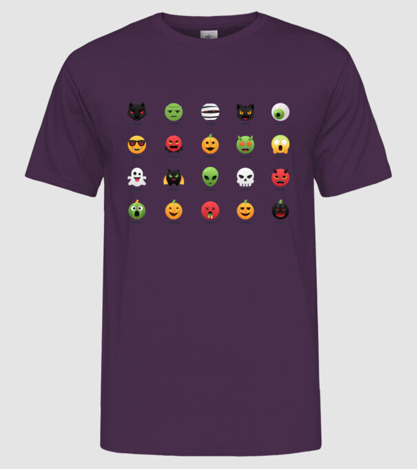 Halloween emoji minta lila pólón