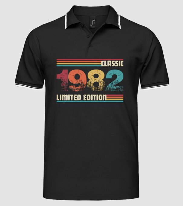 Classic 1982 minta fekete pólón