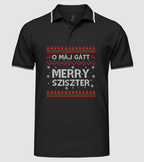 Merry Sziszter minta fekete pólón
