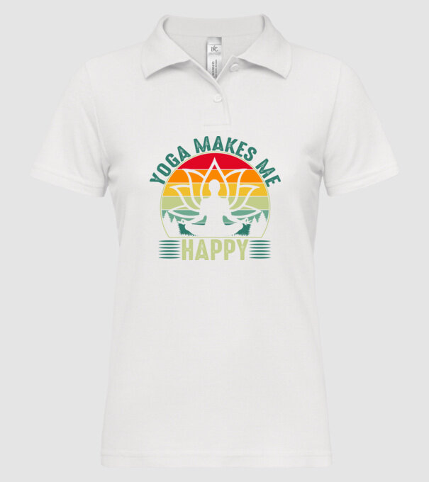Yoga makes me happy minta fehér pólón