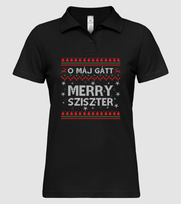 Merry Sziszter minta fekete pólón