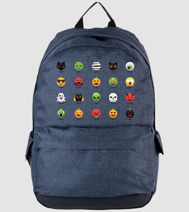 Halloween emoji minta farmerkék pólón