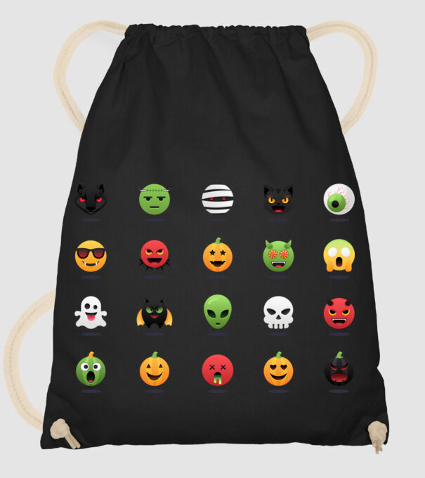 Halloween emoji minta fekete pólón