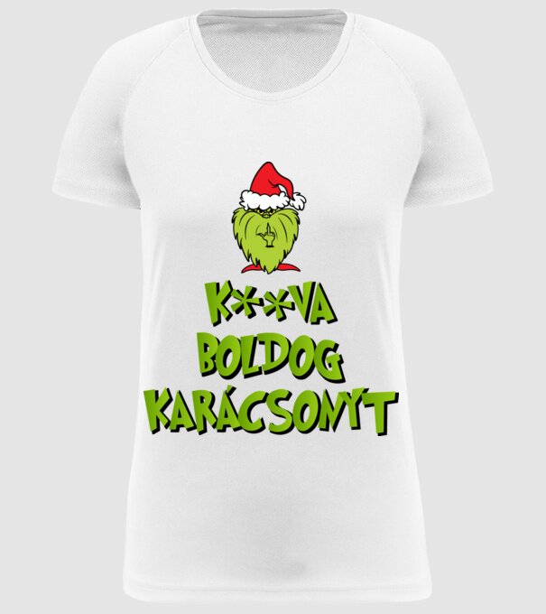 K**va Boldog Karácsonyt minta fehér pólón