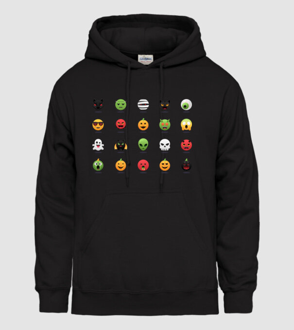 Halloween emoji minta fekete pólón