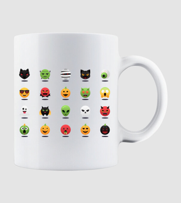 Halloween emoji minta fehér pólón