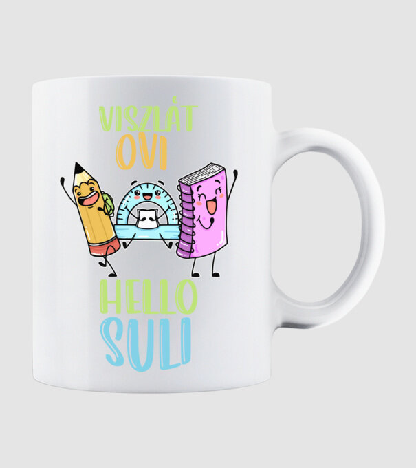 Viszlát ovi, hello suli minta fehér pólón
