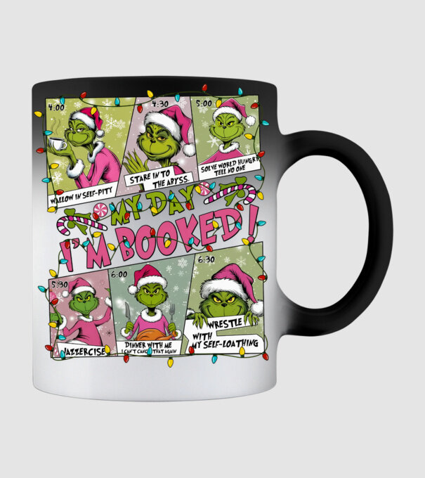 Grinch My day I'm Booked! minta fekete pólón