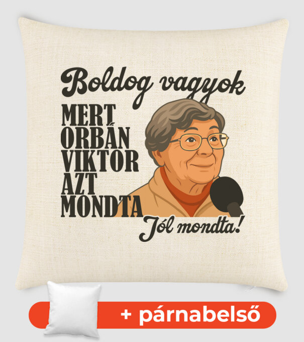 Boldog vagyok! minta homokszín pólón