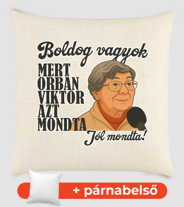 Boldog vagyok! minta homokszín pólón