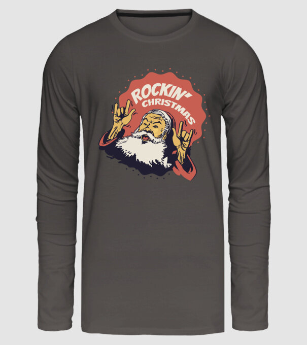 Ütős Karácsony - Rockin' Christmas minta sötétszürke pólón
