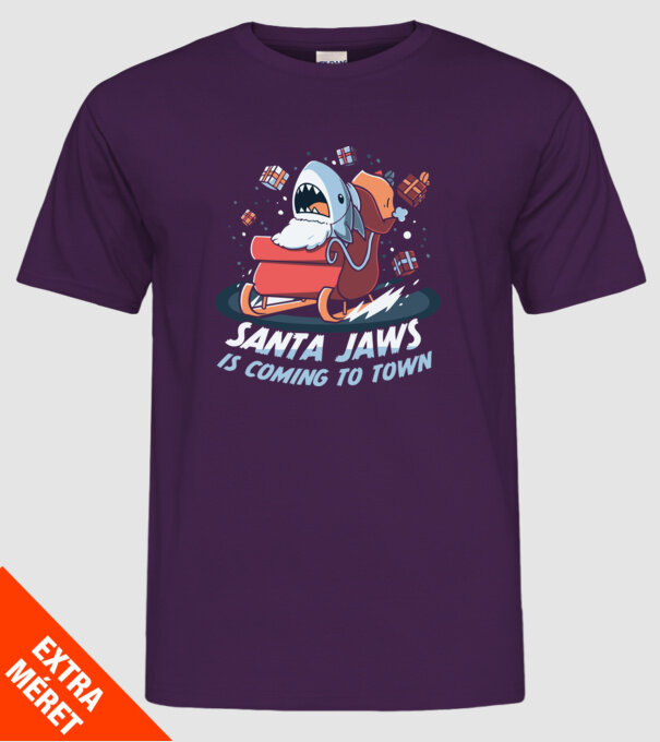 Santa jaws - cápa mikulás minta lila pólón
