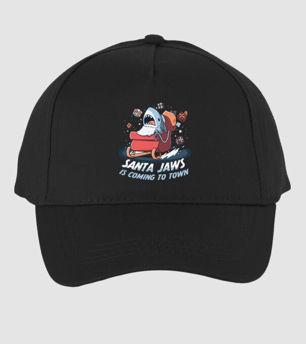 Santa jaws - cápa mikulás minta fekete pólón