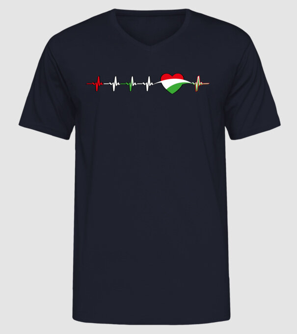 Magyar szív - magyar szívritmus minta sötétkék pólón