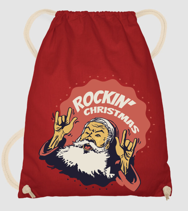 Ütős Karácsony - Rockin' Christmas minta piros pólón
