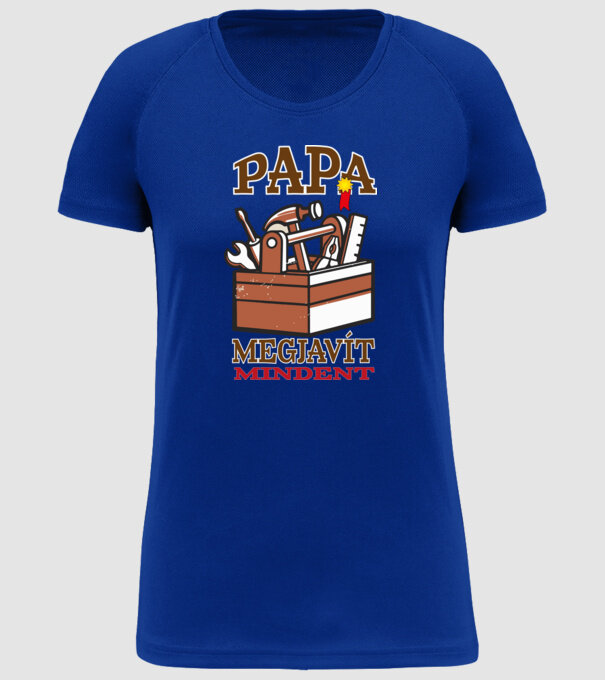 Papa megjavít mindent minta királykék pólón
