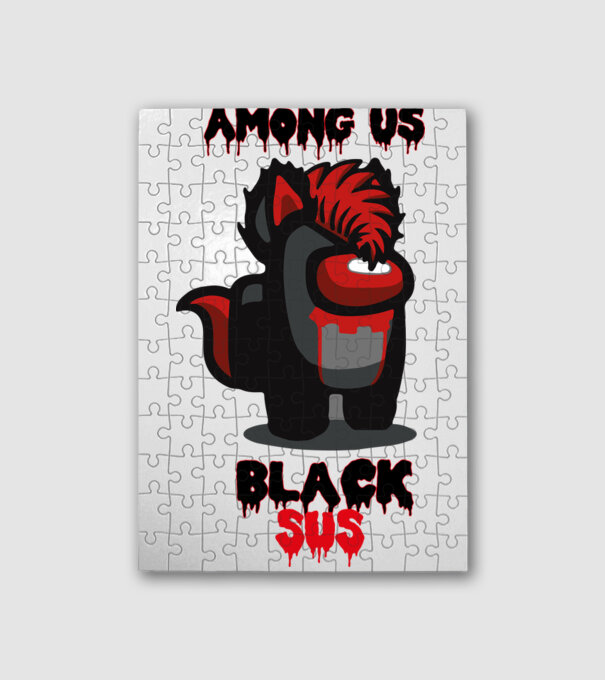 Among us Black sus minta fehér pólón