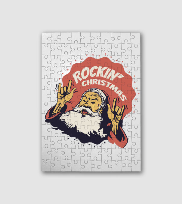 Ütős Karácsony - Rockin' Christmas minta fehér pólón