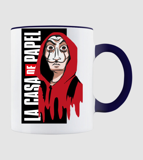 Casa de papel art minta sötétkék pólón