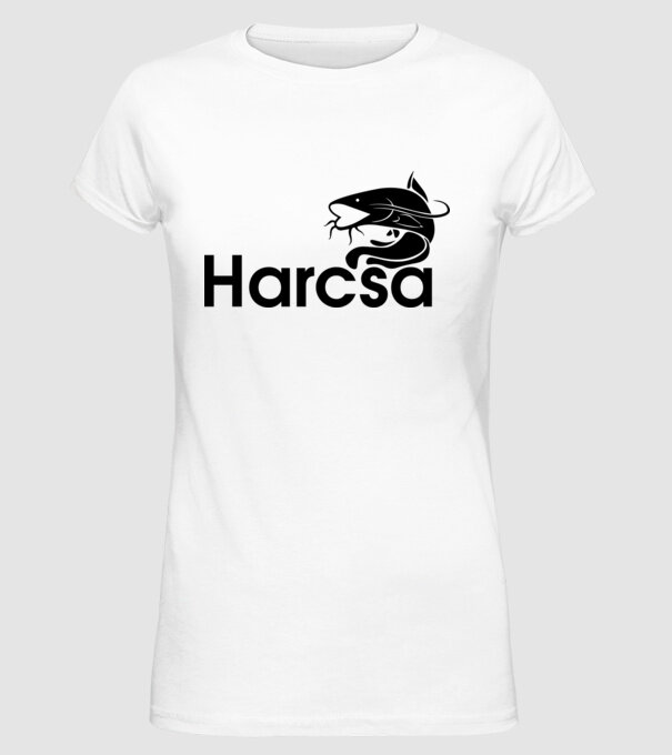 Harcsa Horgászpóló minta fehér pólón