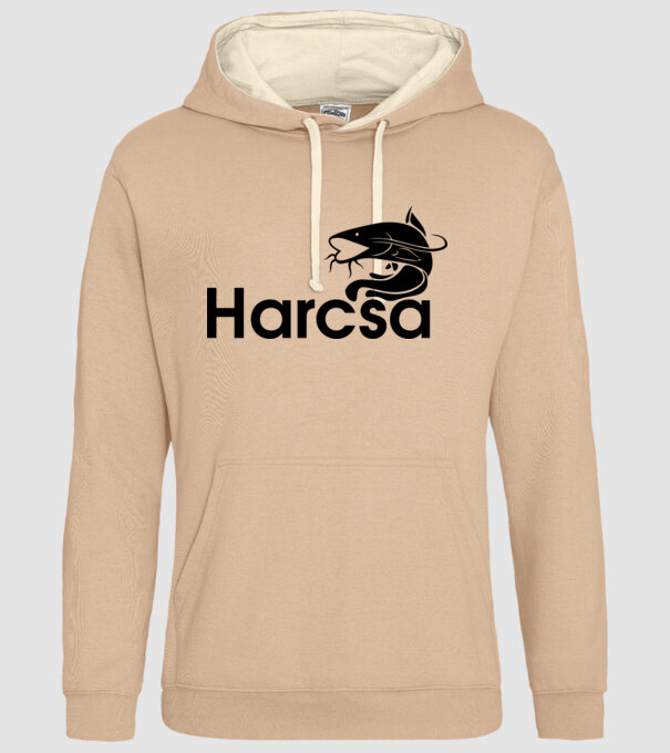 Harcsa Horgászpóló minta homokszín pólón