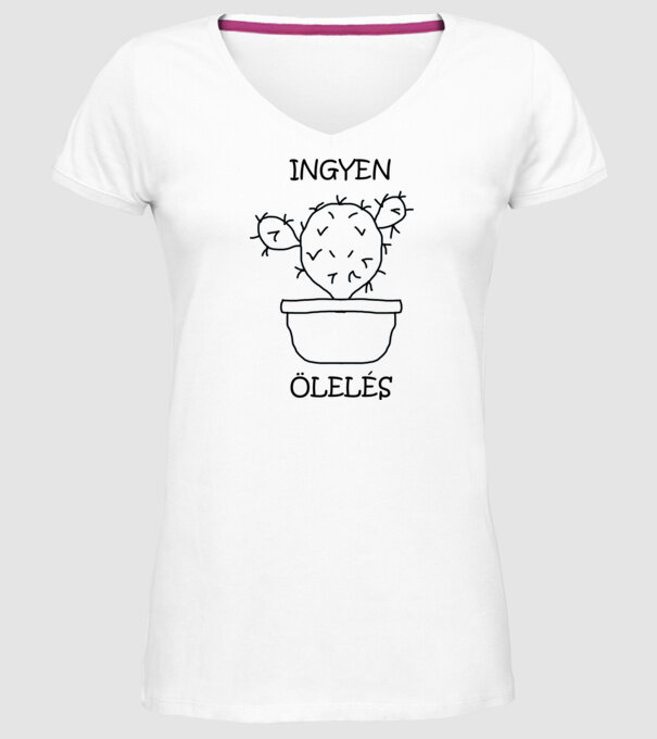 ingyen ölelés kaktusz 1 minta fehér pólón