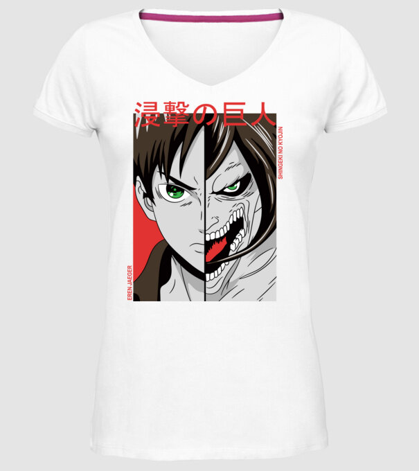 Eren Yeager - Attack Titan minta fehér pólón
