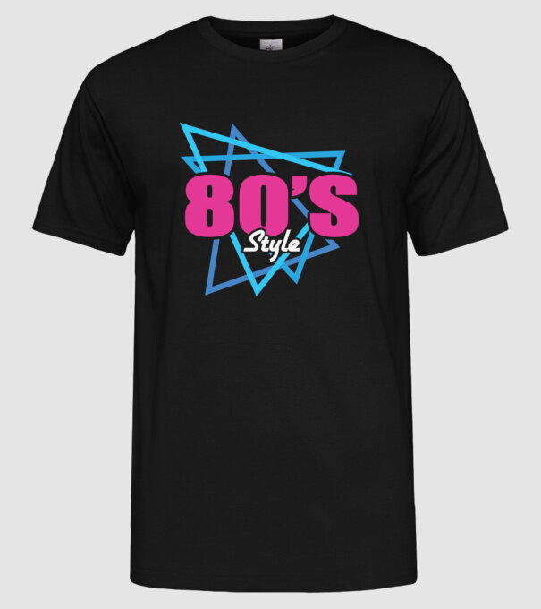 80's Style minta fekete pólón
