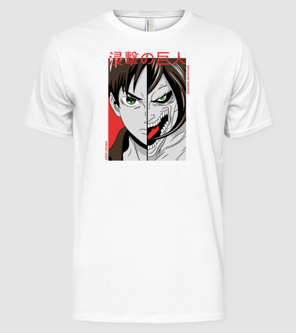 Eren Yeager - Attack Titan minta fehér pólón