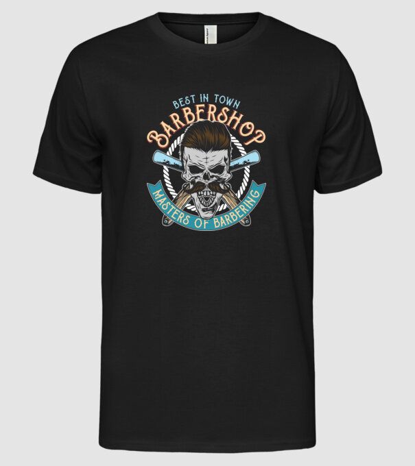 Masters of Barbering minta fekete pólón