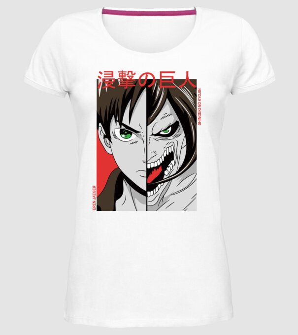 Eren Yeager - Attack Titan minta fehér pólón
