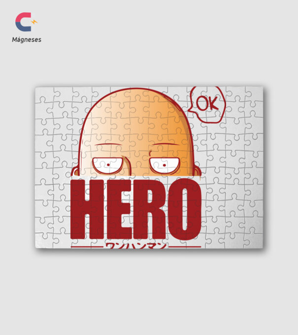 One-Punch Man minta fehér pólón