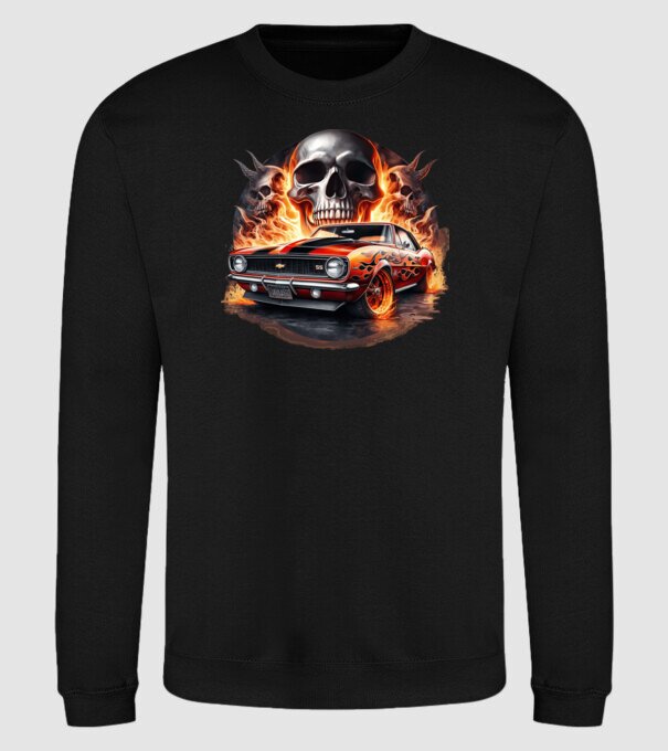 Muscle Car - Izomautó minta fekete pólón