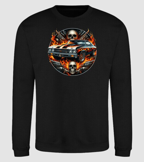 Muscle Car - Izomautó minta fekete pólón