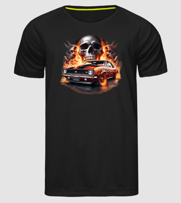 Muscle Car - Izomautó minta fekete pólón
