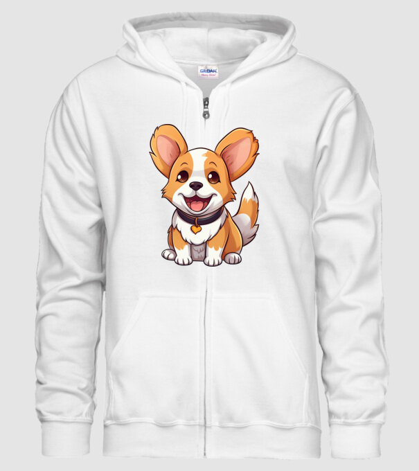 Aranyos Pembroke Welsh Corgi minta fehér pólón