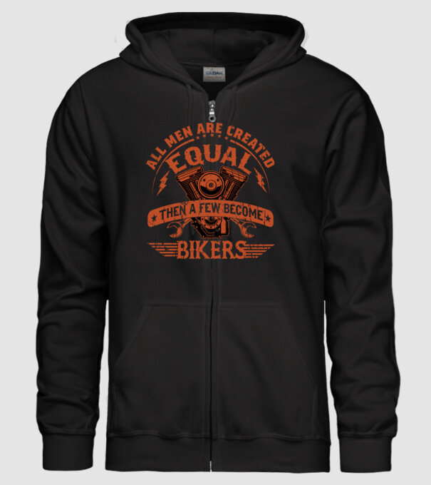All Men Are Created Equal Then A Few Become Bikers - Minden férfit egyenlőnek teremtenek, majd néhányan motorossá válnak minta fekete pólón