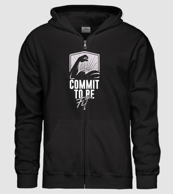 Commit To Be Fit - Kötelezd el magad, hogy fitt legyél minta fekete pólón