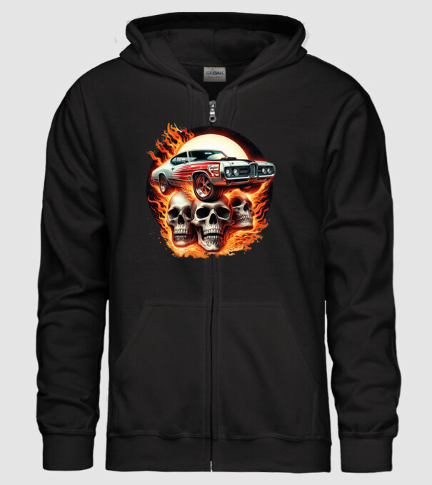 Muscle Car - Izomautó minta fekete pólón