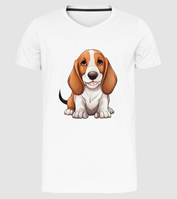 Aranyos kutya - Basset Hound minta fehér pólón