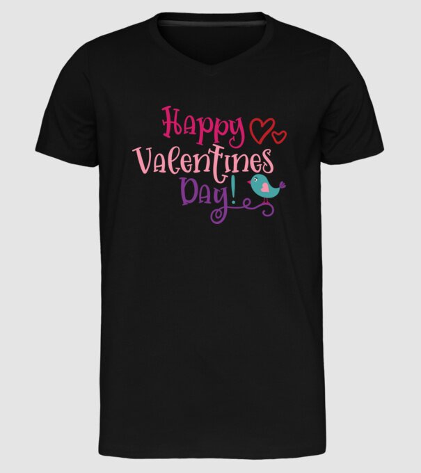 Boldog Valentin-napot - Happy Valentines Day! minta fekete pólón