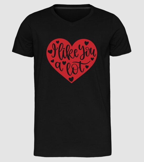 I Like You A Lot - Nagyon kedvellek minta fekete pólón