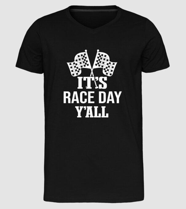 It's race day y'all - Versenynap van! minta fekete pólón