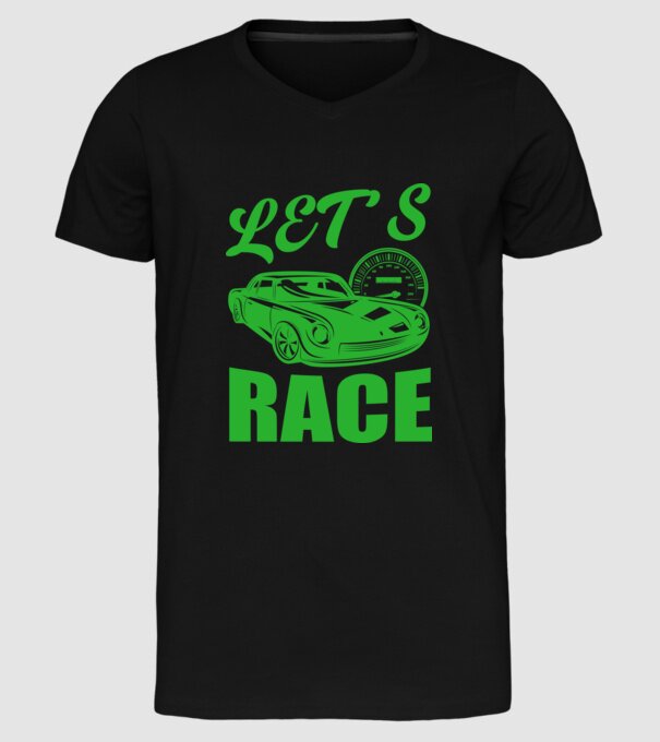 Let's Race - Versenyezzünk! minta fekete pólón