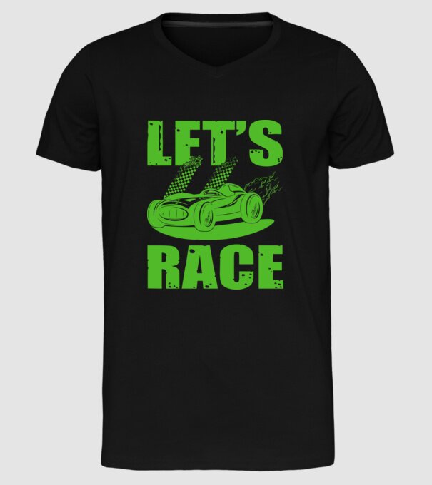Let's Race - Versenyezzünk! minta fekete pólón