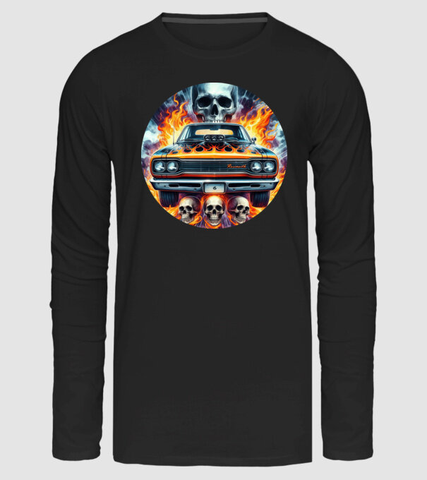 Muscle Car - Izomautó minta fekete pólón