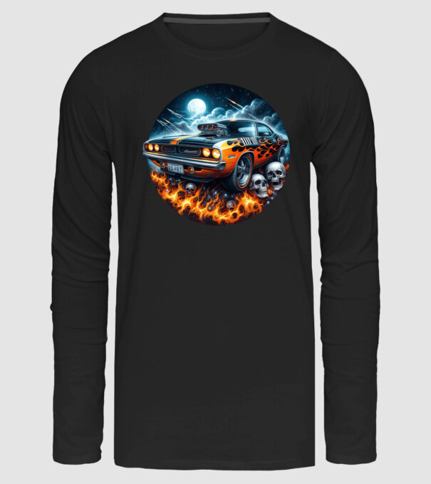 Muscle Car - Izomautó minta fekete pólón