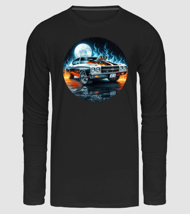 Muscle Car - Izomautó minta fekete pólón